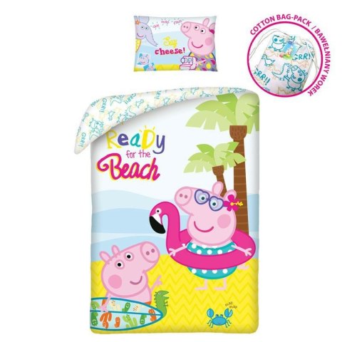 Pościel bawełniana 140x200 Świnka Peppa kolorowa PE-3266BL poszewka 70x90 + worek bawełniany Halantex Pościel bawełniana 140x200 Świnka Peppa kolorowa PE-3266BL poszewka 70x90 + worek bawełniany Halantex