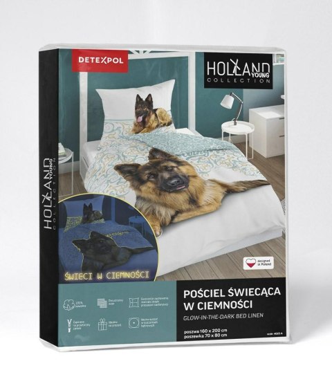 Pościel świecąca w ciemności 160x200 owczarek niemiecki 4023 A bawełniana Fluo 133