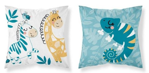 Poszewka bawełniana 40x40 zwierzyniec żyrafa zebra turkusowa 3959 A Mayamoo 105 Poszewka bawełniana 40x40 zwierzyniec żyrafa zebra turkusowa 3959 A Mayamoo 105
