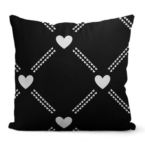 Poszewka dekoracyjna 40x40 Cupid romby serca czarna biała Domarex Poszewka dekoracyjna 40x40 Cupid romby serca czarna biała Domarex