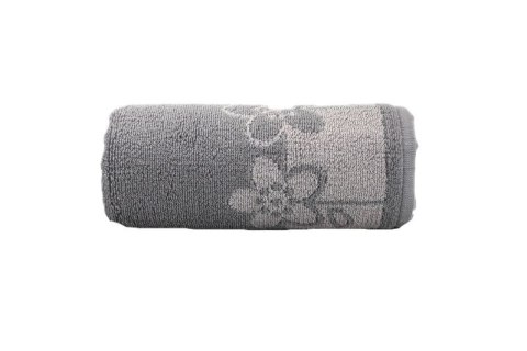 Ręcznik Paloma 2 50x100 popielaty kwiatki 450g/m2 Greno