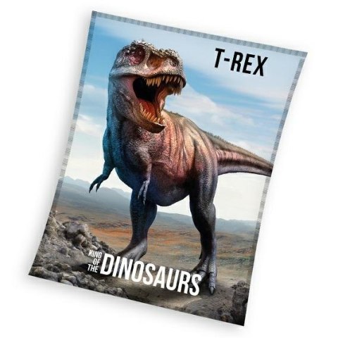 Koc z mikrofibry 130x170 T-rex dinozaur niebieski 4128 C23