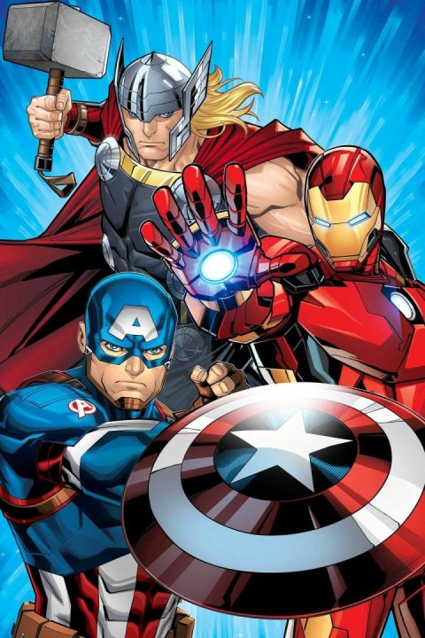 Kocyk z mikrofibry 100x150 Avengers Heroes niebieski czerwony JF23