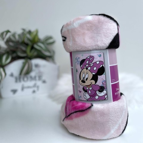 Kocyk z mikrofibry 100x150 Myszka Minie różowa JF23 Kocyk z mikrofibry 100x150 Myszka Minie różowa JF23