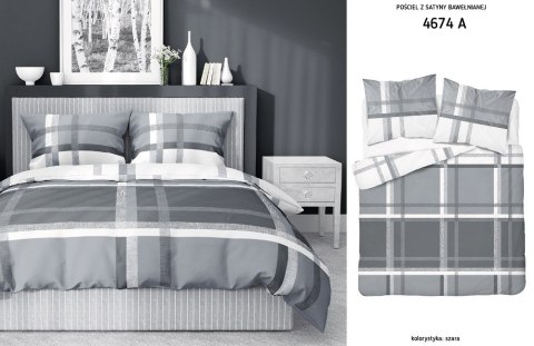Pościel satynowa 220x200 szara biała 4674 A Home Satin 40
