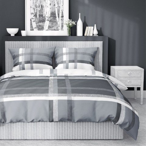 Pościel satynowa 220x200 szara biała 4674 A Home Satin 40