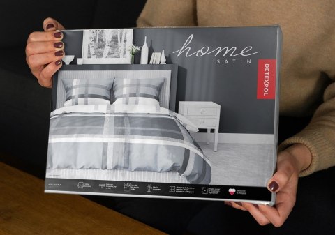Pościel satynowa 220x200 szara biała 4674 A Home Satin 40