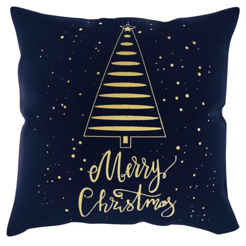 Poszewka świąteczna 45x45 Tree granatowa złota choinka Merry Christmas BN23 Poszewka świąteczna 45x45 Tree granatowa złota choinka Merry Christmas BN23