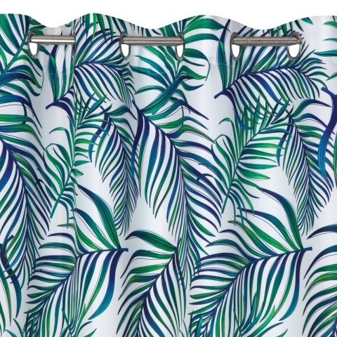 Zasłona 140x250 Palms liście turkusowa zielona gotowa na przelotkach