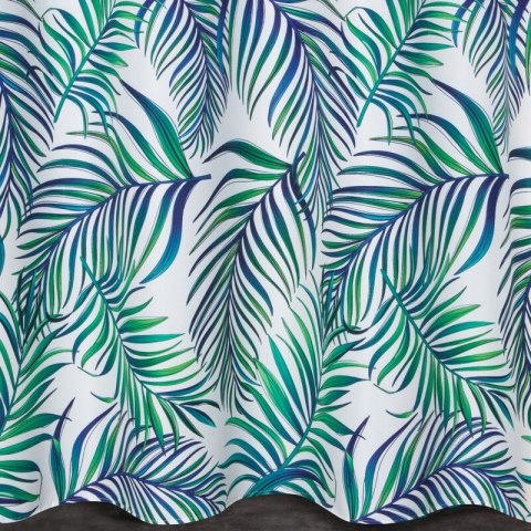 Zasłona 140x250 Palms liście turkusowa zielona gotowa na przelotkach