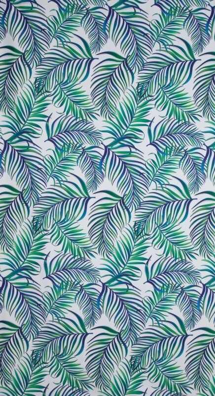 Zasłona 140x250 Palms liście turkusowa zielona gotowa na przelotkach